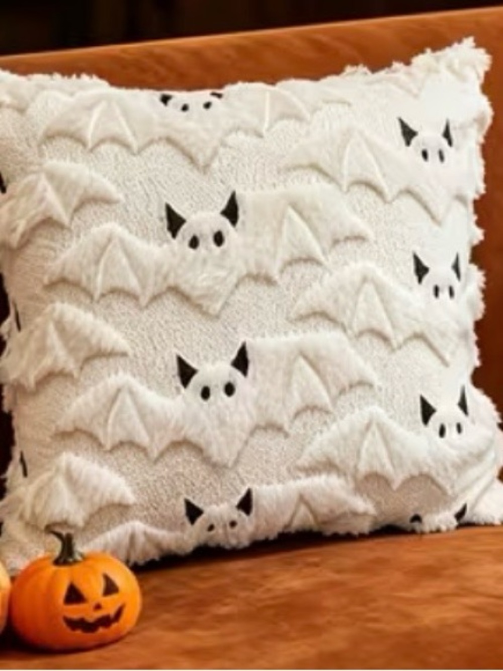 Set of 2 White Bat Pillow Covers 18x18 Halloween Decor